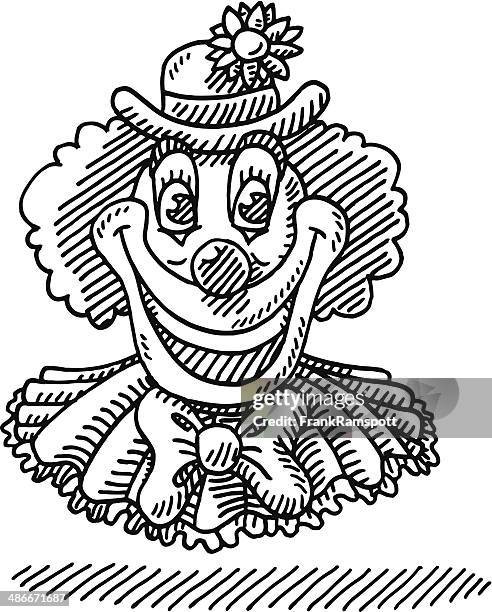 circus happy clown face drawing - clown stock illustrations