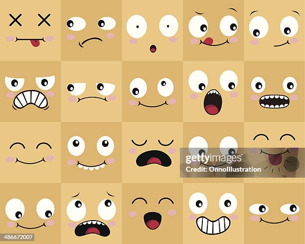 many cartoon faces - cartoon faces stock illustrations