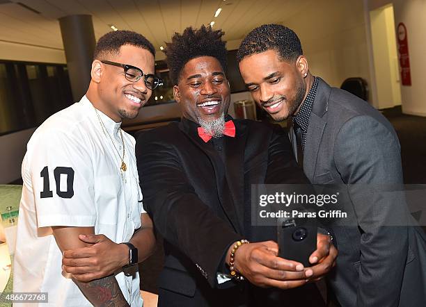 Mack Wilds, David Banner, and Larenz Tate attend LudaDay "The Red Napkin" Dinner at Coca-Cola Headquarters on September 4, 2015 in Atlanta, Georgia.