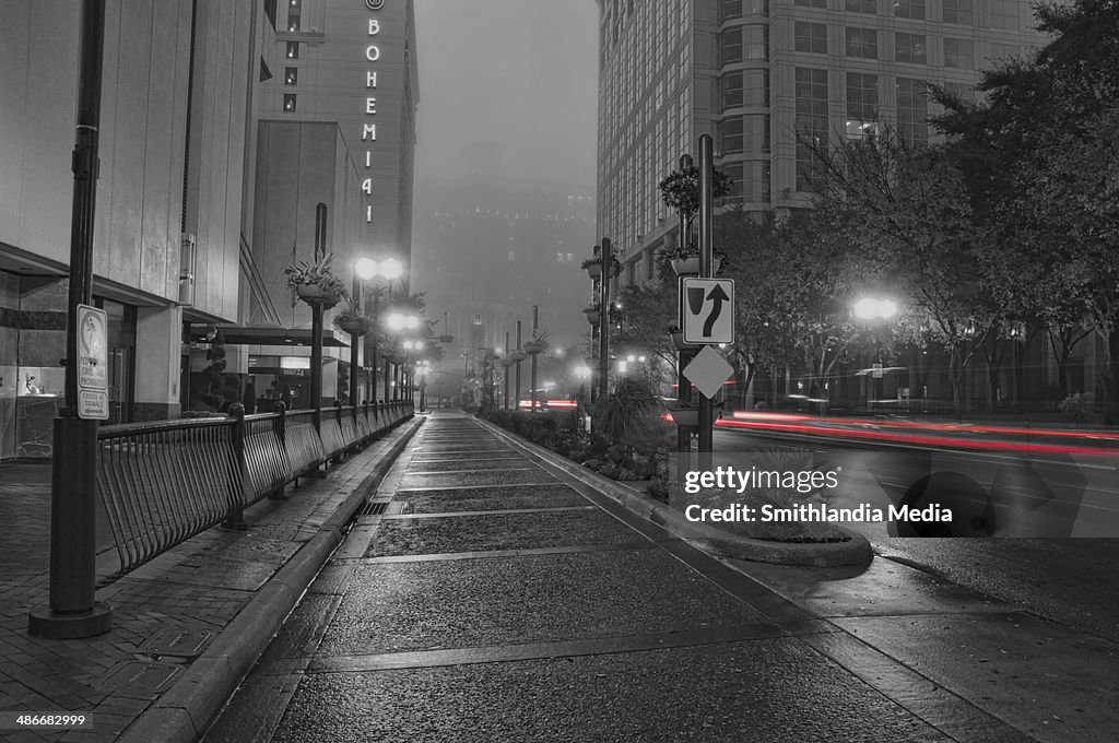 Downtown film noir fog