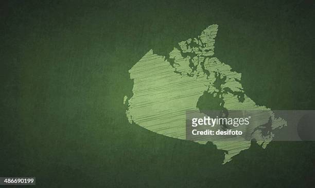 canada map on greenboard - blackboard qc stock illustrations
