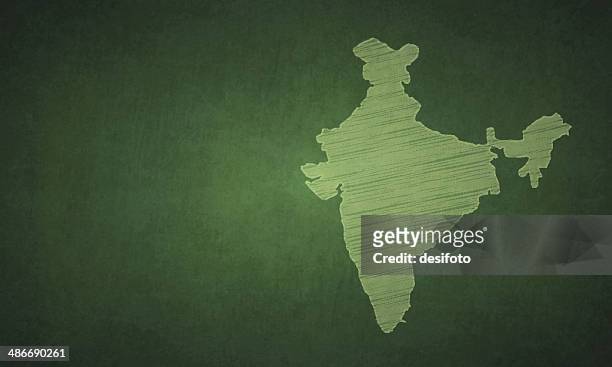 india map on greenboard - delhi map stock illustrations