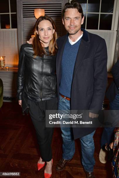 Claire Forlani and Dougray Scott attend an exclusive dinner hosted by Charles Finch, Mulberry and PORTER Magazine for Julian Schnabel at 34 Grosvenor...