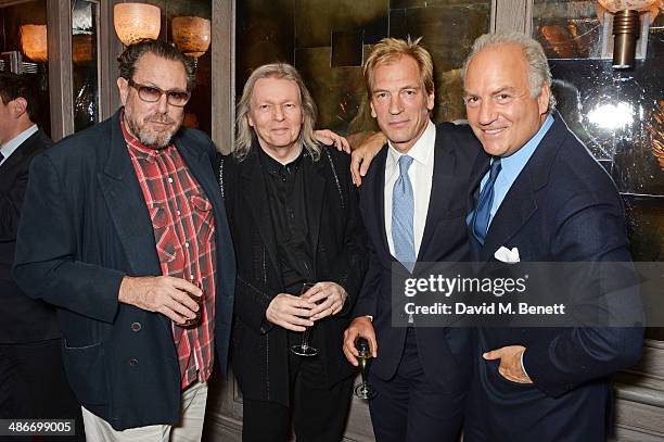 Julian Schnabel, Christopher Hampton, Julian Sands and Charles Finch attend an exclusive dinner hosted by Charles Finch, Mulberry and PORTER Magazine...