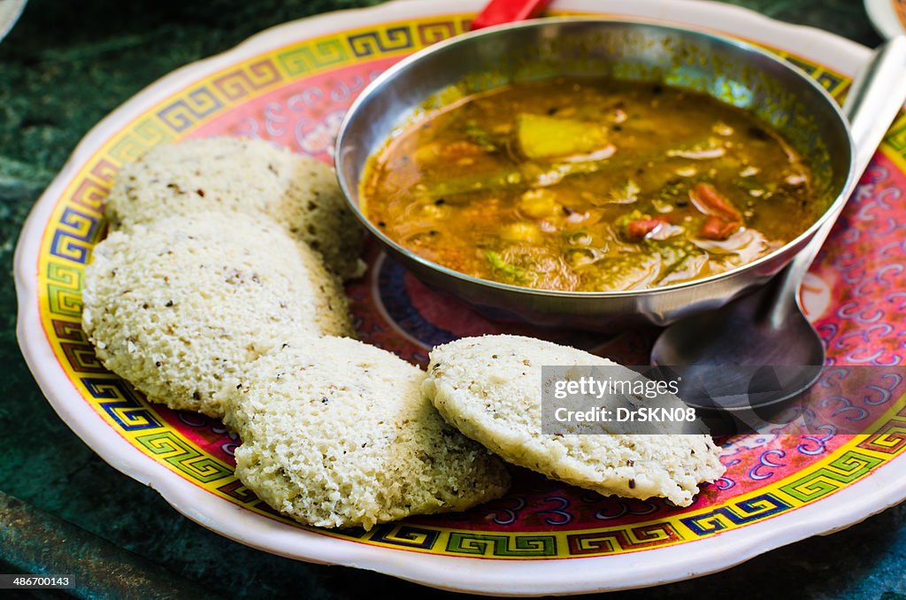 South Indian snacks- Idli with Sambhar