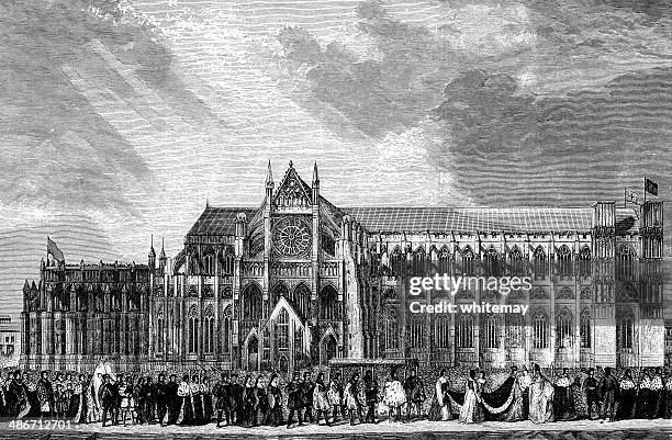 stockillustraties, clipart, cartoons en iconen met coronation procession of anne boleyn to westminster abbey - british royalty