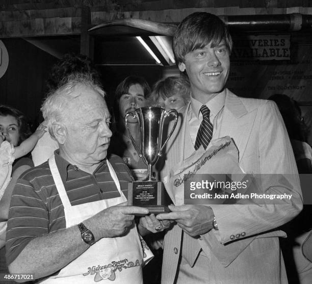 Actor Mickey Rooney acknowledges his award 'MICKEY ROONEY VOTED BEST SUPPORTING ACTOR 1979 BY THE PEOPLE OF THE UNITED STATES - CANADA, YOUR CHOICE...