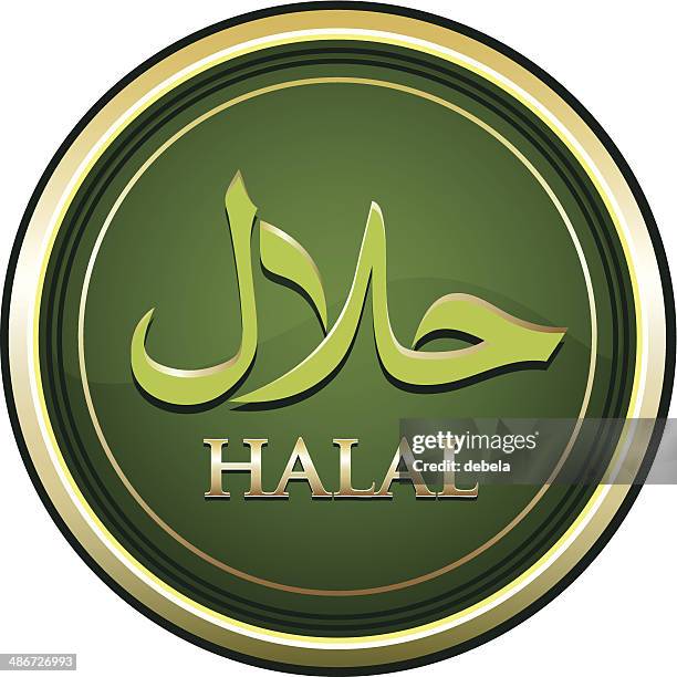 halal gold emblem - halal stock illustrations