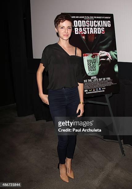 Actress Emma Fitzpatrick attends the theatrical opening of "Bloodsucking Bastards" at the Laemmle NoHo 7 on September 4, 2015 in North Hollywood,...