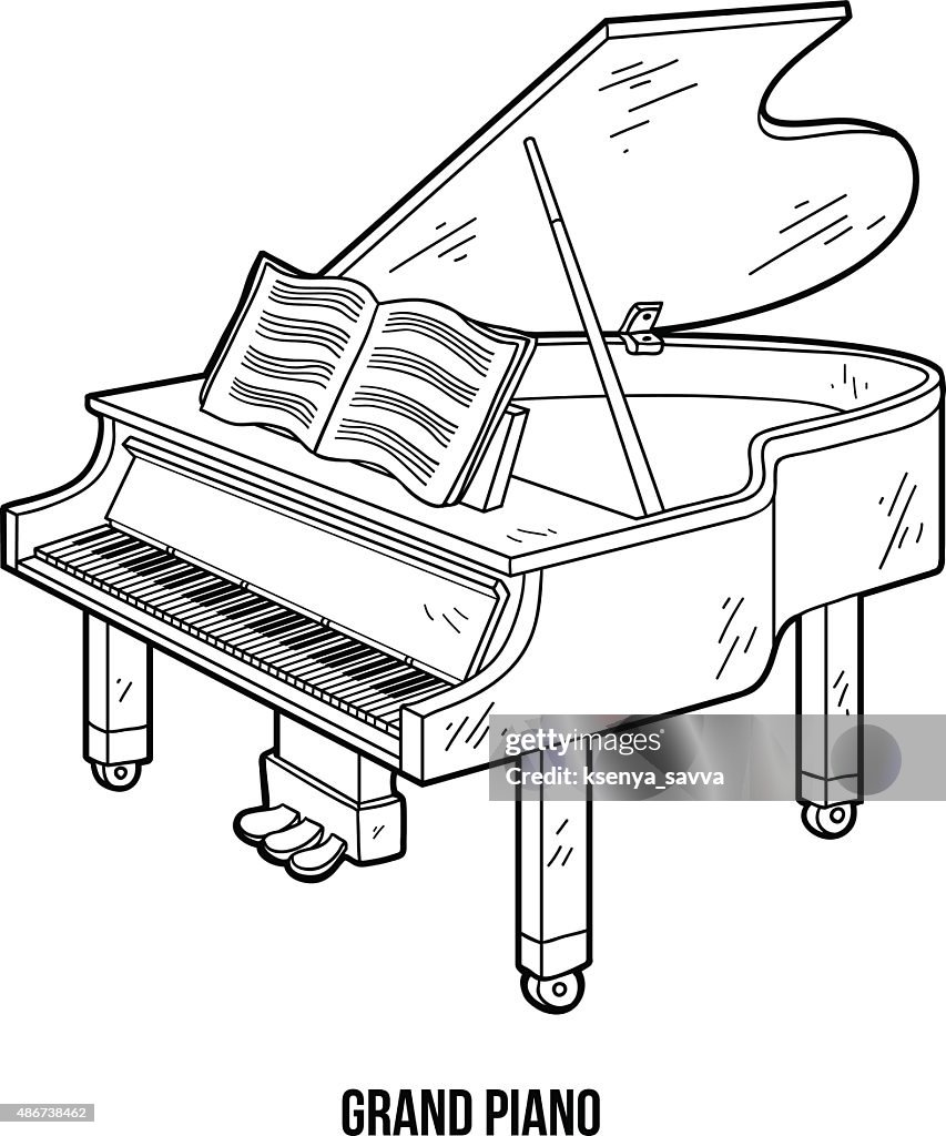 Libro Para Colorear Con Los Niños Instrumentos Musicales Grand Piano  Ilustración de stock - Getty Images