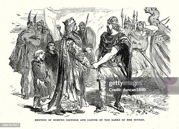 ilustrações de stock, clip art, desenhos animados e ícones de edmund ironside e canute - antiguidades