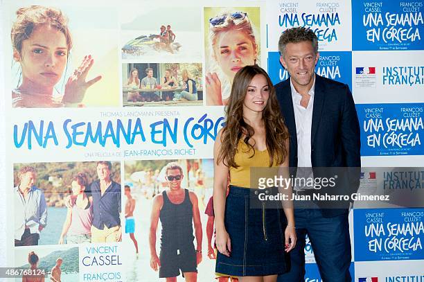 Vincent Cassel and Lola Le Lann attend 'Un moment d'egarement' photocall at Instituto Frances on September 5, 2015 in Madrid, Spain.