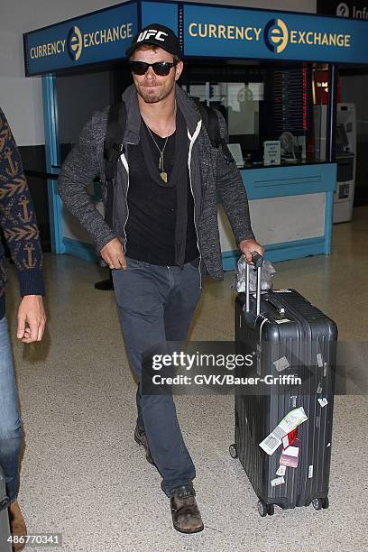 Kellan Lutz seen at LAX on April 25, 2014 in Los Angeles, California.