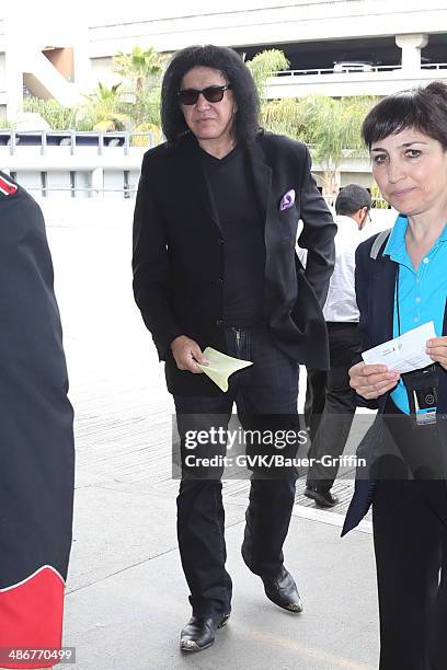 Gene Simmons seen at LAX on April 25, 2014 in Los Angeles, California.