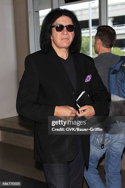 Gene Simmons seen at LAX on April 25, 2014 in Los Angeles, California.