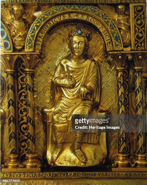 The Shrine of Charlemagne, Detail: Frederick II, Holy Roman Emperor, 1215. Artist: West European Applied Art