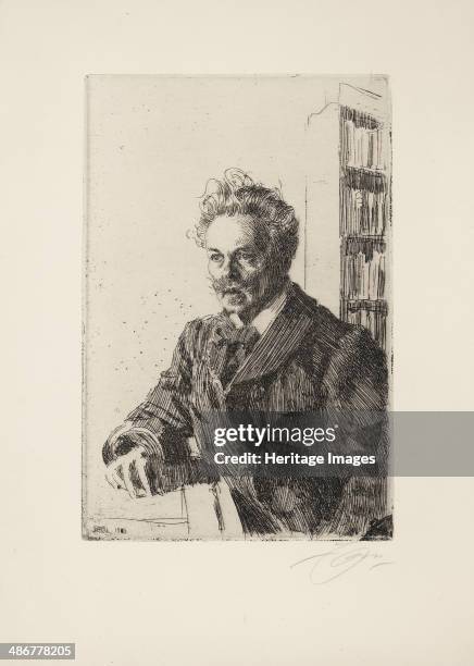 August Strindberg, 1910. Artist: Zorn, Anders Leonard