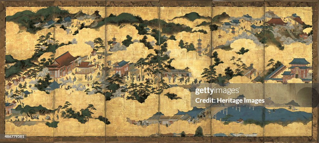 Scenes in and around Kyoto, ca 1690. Found in the collection of the Art Gallery of South Australia.