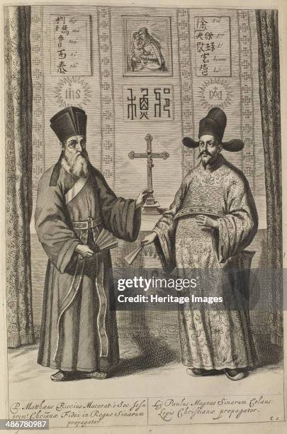 Matteo Ricci and Xu Guangqi. , 1667. Artist: Kircher, Athanasius