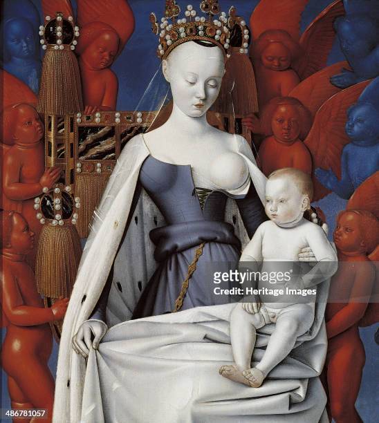 Virgin and Child Surrounded by Angels. Right wing of Melun diptych, c. 1450. Artist: Fouquet, Jean