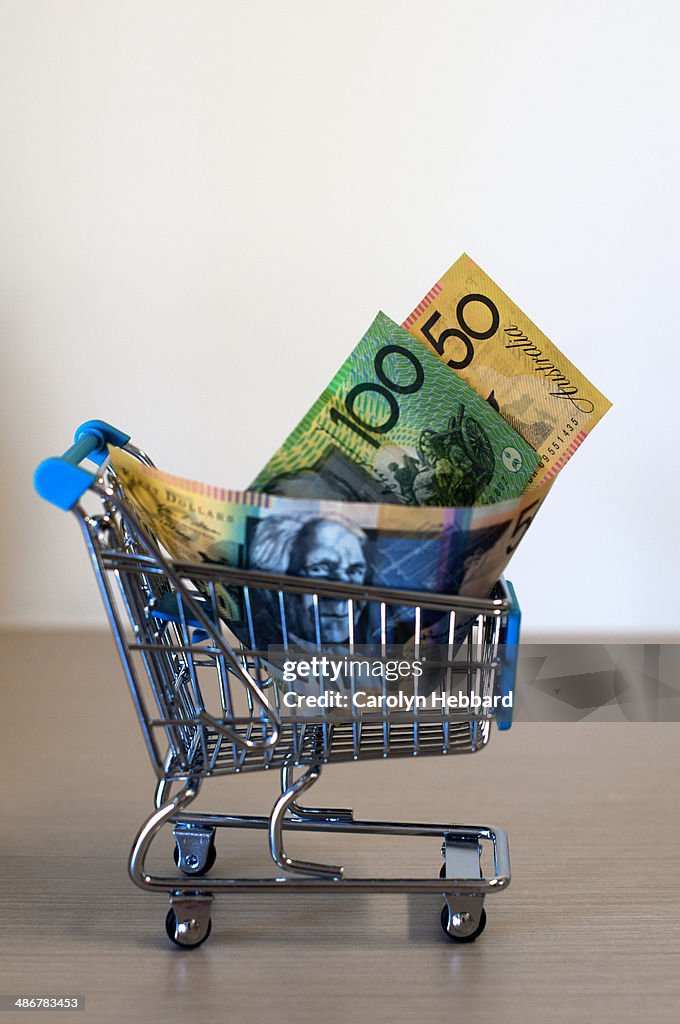 Shopping trolley with Australian Banknotes