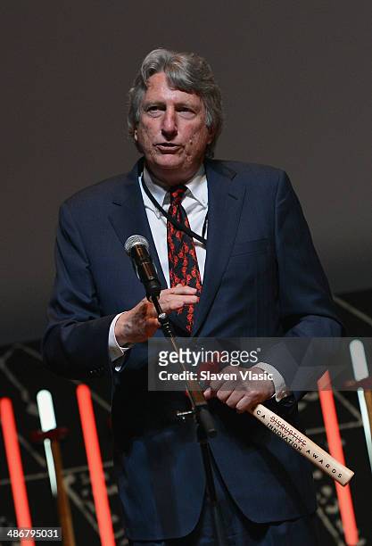 Olympic gold medalist Dick Fosbury attends The Disruptive Innovation Awards during the 2014 Tribeca Film Festivalat at NYU Skirball Center on April...