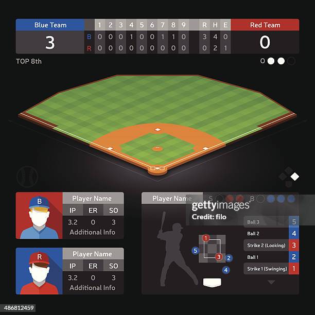 baseball field - data scoring stock illustrations