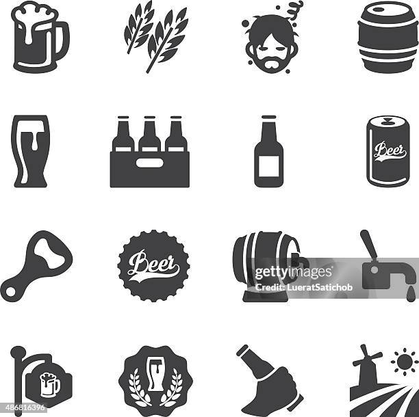 beer silhouette icons | eps10 - beer glass stock illustrations