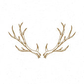 Deer Horns hand drawn logo emblem template