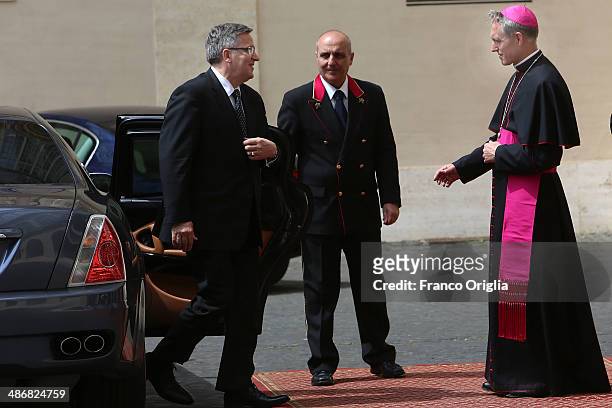 President of Poland Bronislaw Komorowski is received by Prefect of the Pontifical House and former personal secretary of Pope Benedict XVI, Georg...