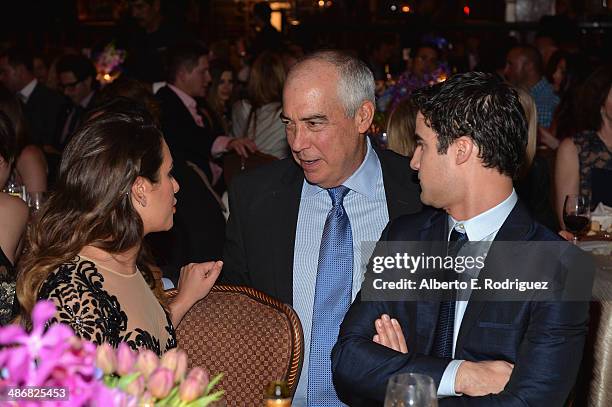 Actress Lea Michele, Gary Newman, Co-Chairman of 20th Century Fox Television and actor Darren Criss attend the Jonsson Cancer Center Foundation's...