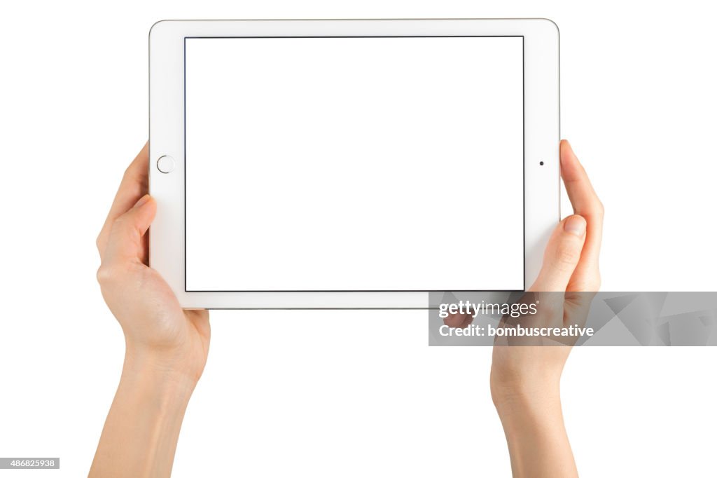 Hands Holding Touch Screen Apple iPad Air2