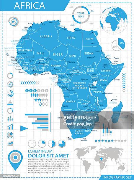stockillustraties, clipart, cartoons en iconen met africa - infographic map - illustration - zuidelijk afrika