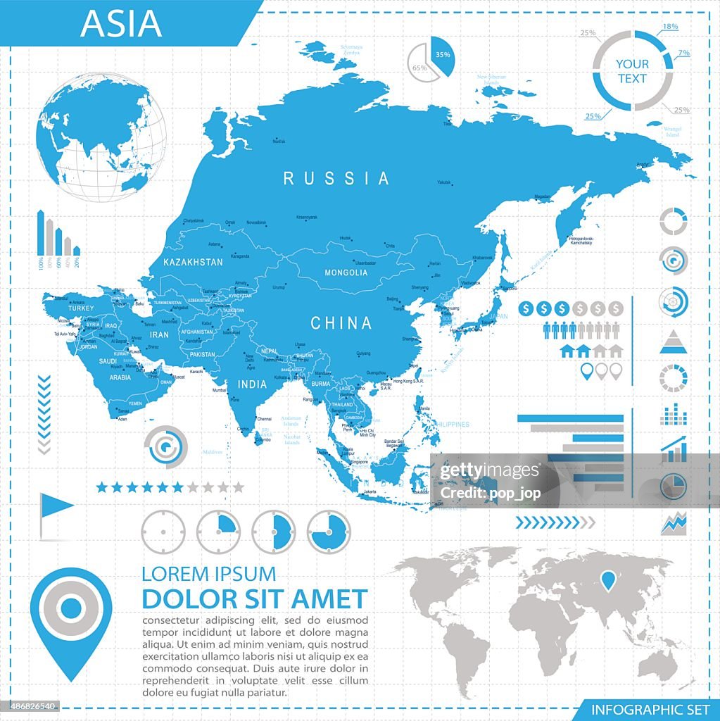 Asia Info Asia Infographic Map Illustration High-Res Vector Graphic - Getty Images