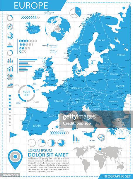 europe - infographic map - illustration - greece map stock illustrations