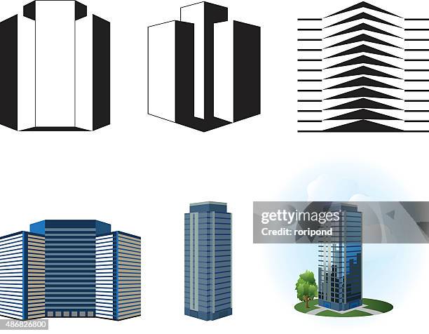office buildings - skyscraper looking up stock illustrations