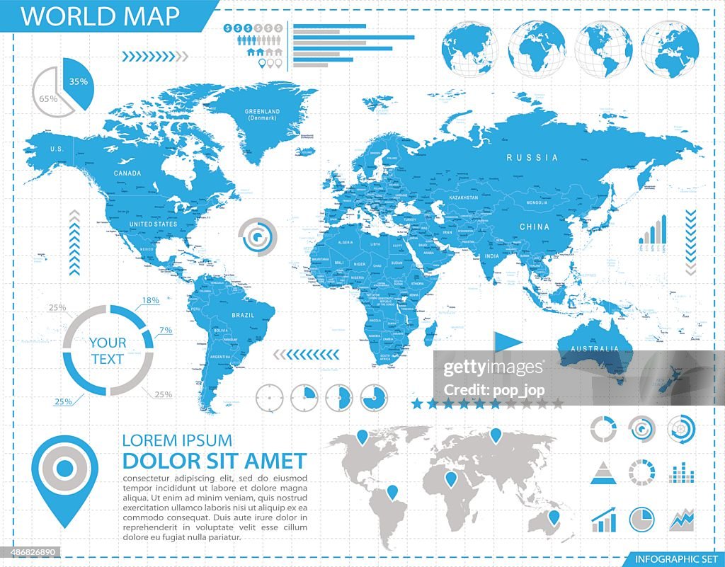 World Map Infographic Map Illustration High-Res Vector Graphic - Getty ...