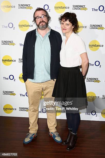 Directors Martin Clark and Cara Connolly attend the Shorts Programme photo call during the Sundance London Film and Music Festival 2014 at 02 Arena...