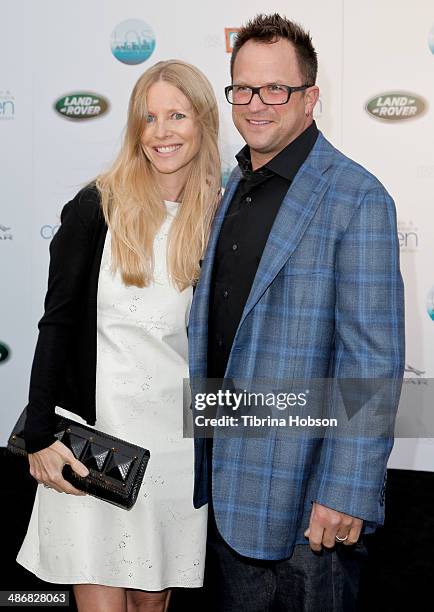 Lauralee Bell and Scott Martin attend the LA Modernism show & sale opening night party to benefit P.S. ARTS at 3LABS on April 25, 2014 in Culver...