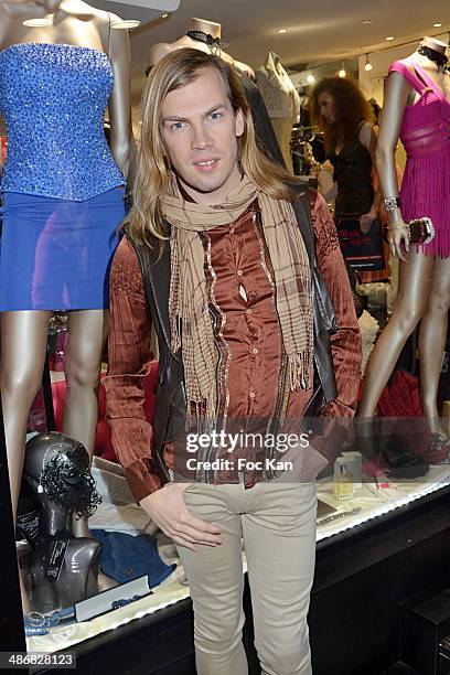 Christophe Guillarme poses during 'La Mode By Regina' Cocktail At the Regina's Shop Champs Elysee on April 25, 2014 in Paris, France.