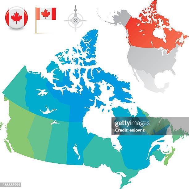 canada provinces and territories map - canada map vector stock illustrations