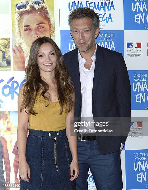 Actors Lola Le Lann and Vincent Cassel attend a Photocall for 'Un moment d'egarement' at the Instituto Frances on September 5, 2015 in Madrid, Spain.