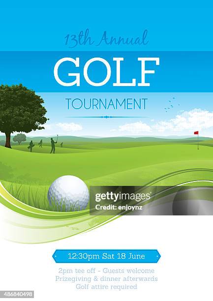 ilustraciones, imágenes clip art, dibujos animados e iconos de stock de cartel de golf tournament - golf