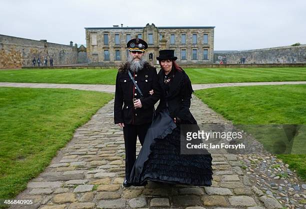 Diane Goldy and Glenn Baldwin pose for a picture during the Goth weekend on April 26, 2014 in Whitby, England. The Whitby Goth weekend began in 1994...