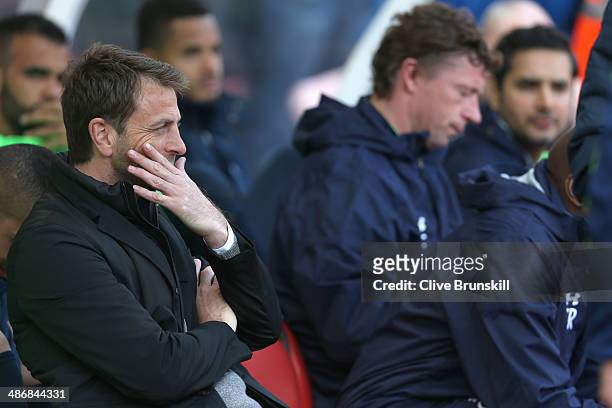 Tottenham Hotspur manager Tim Sherwood during the Barclays Premier League match between Stoke City and Tottenham Hotspur at the Britannia Stadium on...