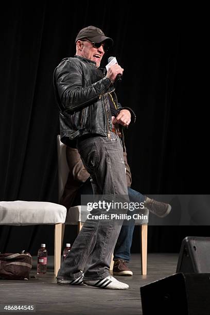 Actor Michael Rooker participates in the "Spotlight on Michael Rooker" panel discussion at the Expo Pavilion during the Calgary Expo/ Comic and...