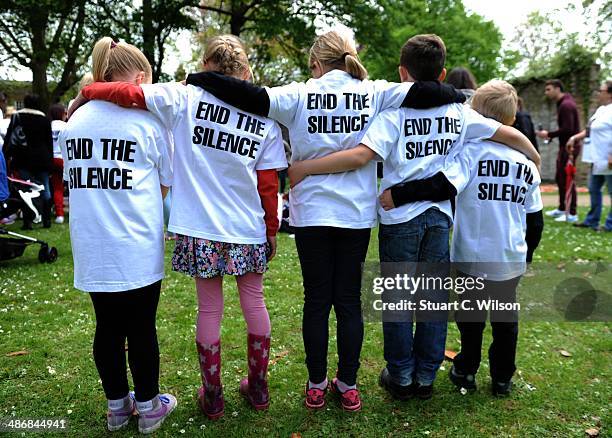 Supporters of Singer Jade Jones and his family prepare to march through East London on April 26, 2014 in London, England. They are marching to appeal...