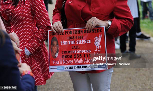 Supporters of Singer Jade Jones and his family prepare to march through East London on April 26, 2014 in London, England. They are marching to appeal...