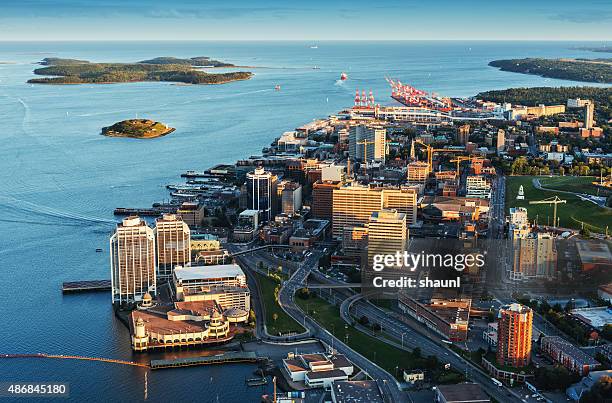 downtown halifax aerial view - halifax harbour stock pictures, royalty-free photos & images