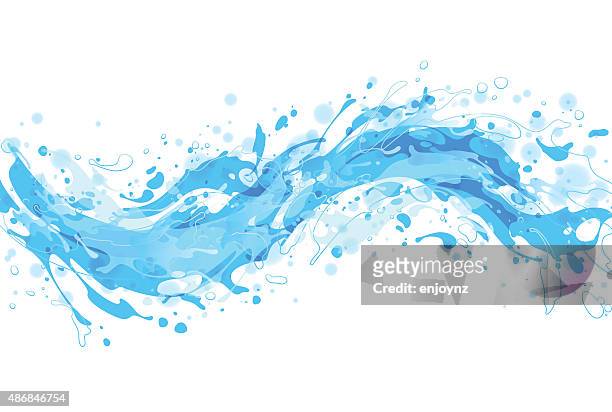 blue water splash - spray stock illustrations
